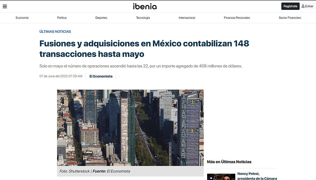 Fusiones y adquisiciones en México contabilizan 148 transacciones hasta mayo